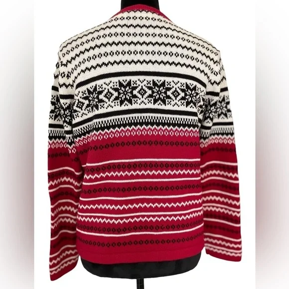 Vintage, Villager Sport Petite/Liz Claiborne, Snowflake Zip Up Cardigan, Size PM - Picture 2 of 7